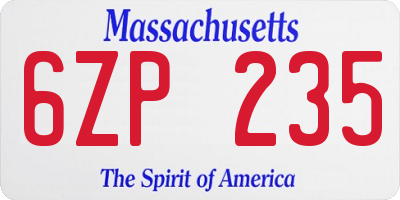 MA license plate 6ZP235