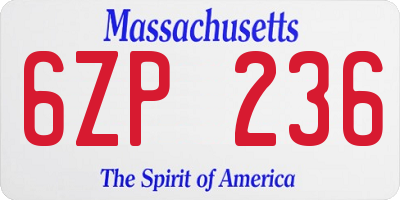 MA license plate 6ZP236