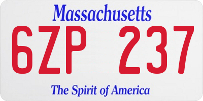 MA license plate 6ZP237