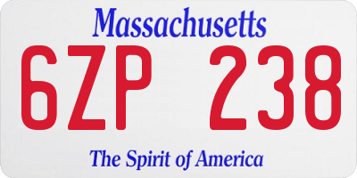MA license plate 6ZP238