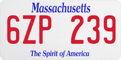 MA license plate 6ZP239