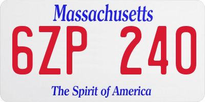 MA license plate 6ZP240
