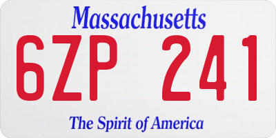 MA license plate 6ZP241