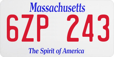 MA license plate 6ZP243