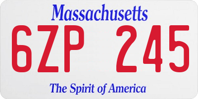MA license plate 6ZP245