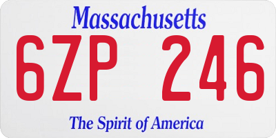 MA license plate 6ZP246