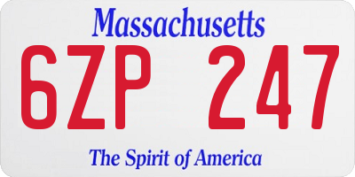 MA license plate 6ZP247