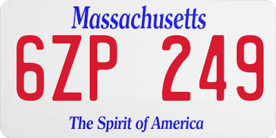 MA license plate 6ZP249