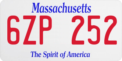 MA license plate 6ZP252