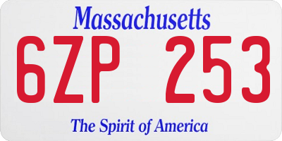 MA license plate 6ZP253