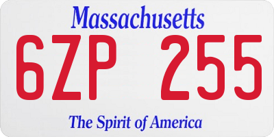 MA license plate 6ZP255