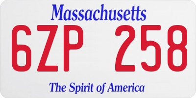 MA license plate 6ZP258
