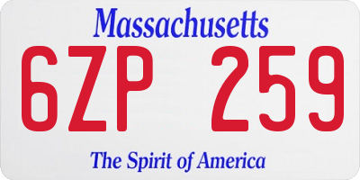 MA license plate 6ZP259