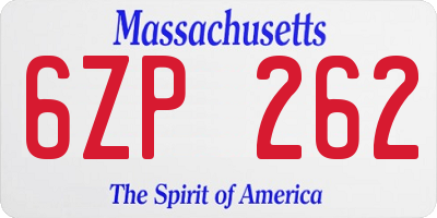 MA license plate 6ZP262