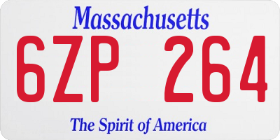 MA license plate 6ZP264