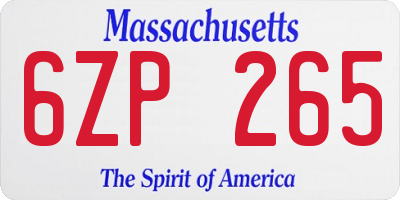 MA license plate 6ZP265