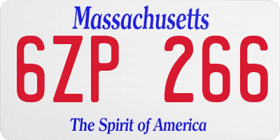 MA license plate 6ZP266