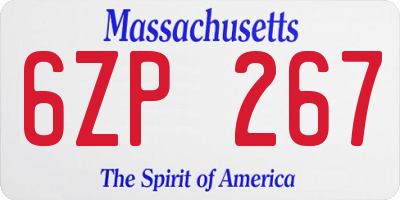MA license plate 6ZP267