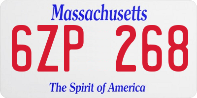 MA license plate 6ZP268