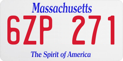 MA license plate 6ZP271