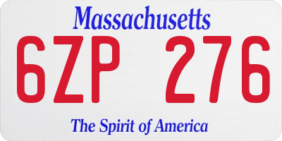 MA license plate 6ZP276