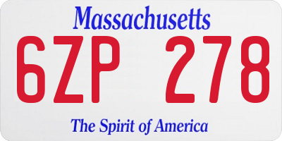 MA license plate 6ZP278