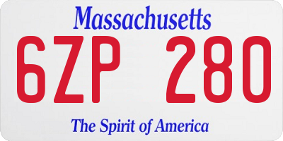 MA license plate 6ZP280