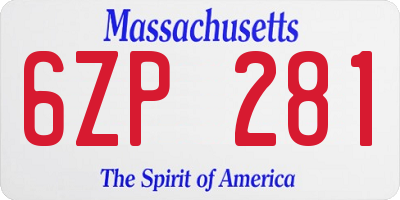 MA license plate 6ZP281