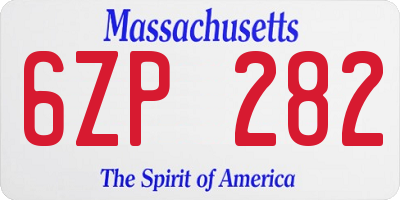 MA license plate 6ZP282