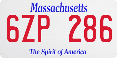 MA license plate 6ZP286