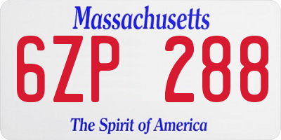 MA license plate 6ZP288