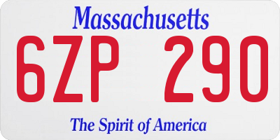 MA license plate 6ZP290