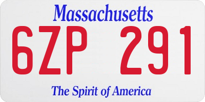 MA license plate 6ZP291