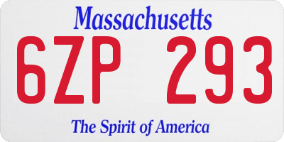 MA license plate 6ZP293