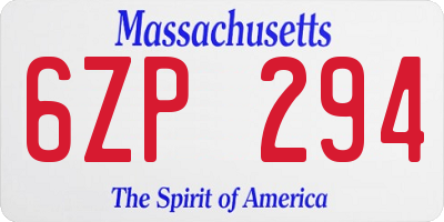 MA license plate 6ZP294