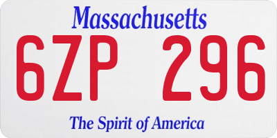 MA license plate 6ZP296