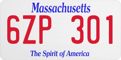 MA license plate 6ZP301