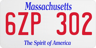 MA license plate 6ZP302