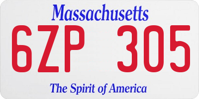 MA license plate 6ZP305