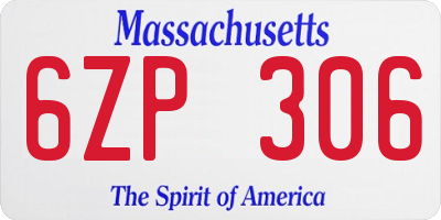 MA license plate 6ZP306