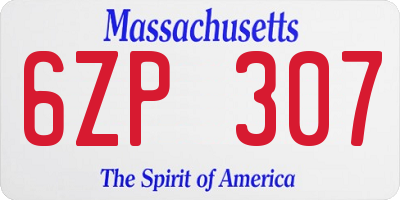 MA license plate 6ZP307