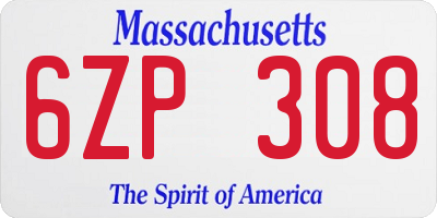 MA license plate 6ZP308