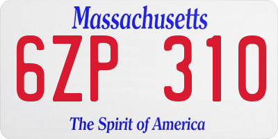 MA license plate 6ZP310
