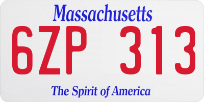 MA license plate 6ZP313