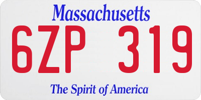 MA license plate 6ZP319