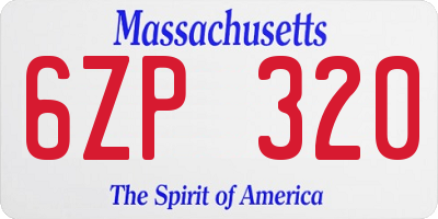 MA license plate 6ZP320