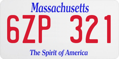 MA license plate 6ZP321