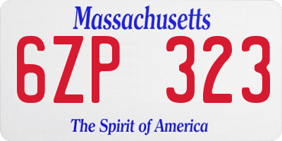 MA license plate 6ZP323