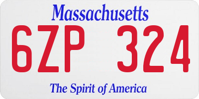 MA license plate 6ZP324