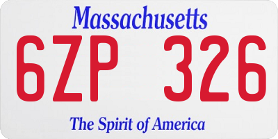 MA license plate 6ZP326